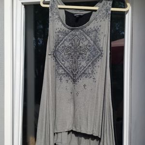 Rock & Republic Sparkle Cross and lace tank